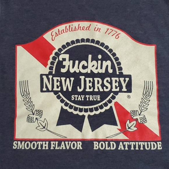 TRUE JERSEY Blue Ribbon New Jersey short sleeve graphic tee Med. Garden State NJ - Picture 2 of 16